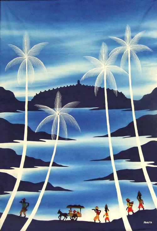 Landscape  Borobudur blue (70x100cm)